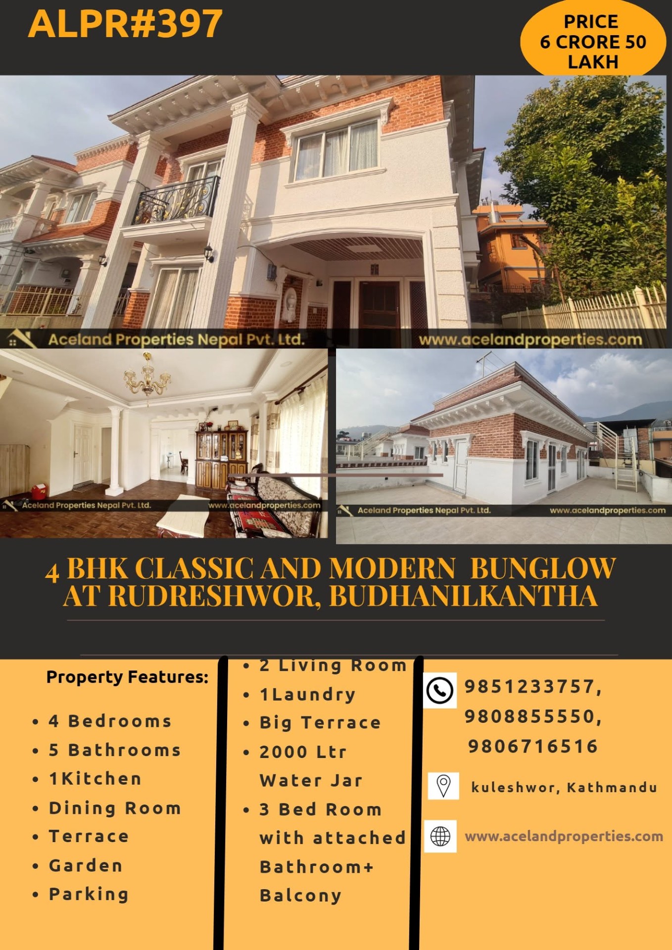 Modern style spacious & elegant Bangalow with land area 5 Anna, East/ South facing bungalow for sale at Rudreshwor, Pasikot, Budhanilkantha, Kathmandu, Nepal.